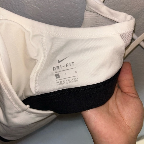 Nike Women's Cream Sports Bra with Black Trim - Picture 2 of 4